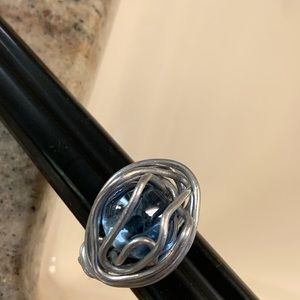 Vintage Ring Lovely Blue Stone in Wire Size 6 1/2